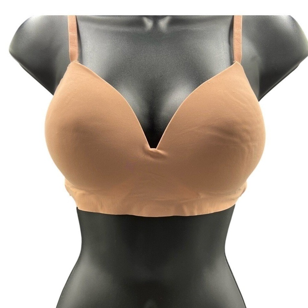 True & Co True Everybody Boost Triangle Bra Tan Nude Wirefree Push Up Small